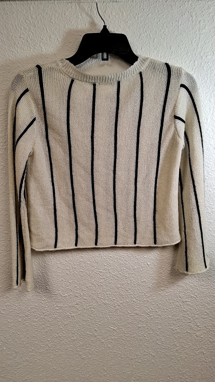 Chelsea & Violet Girls Sweater L Beige with Black stripes