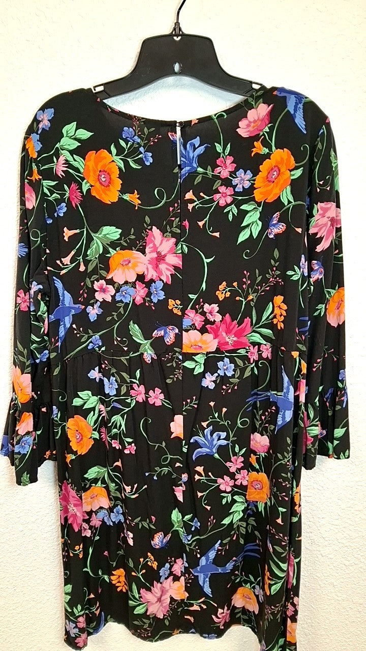 Old Navy Dress Black with multicolored floral pattern
