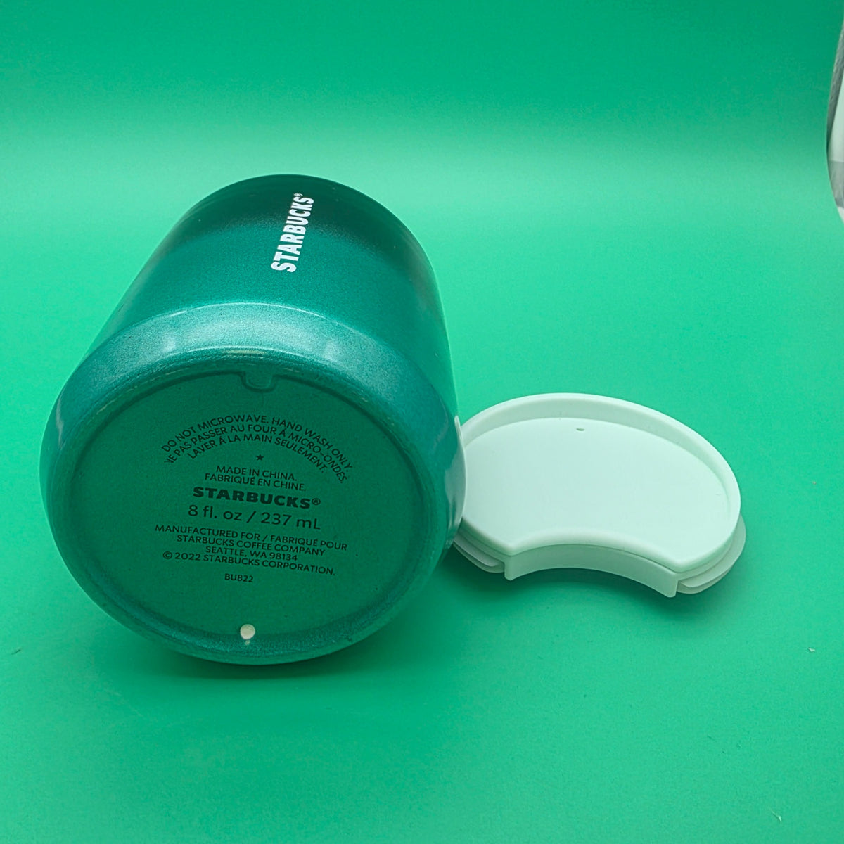 Starbucks 2022 Green Ombré Sparkle Ceramic Travel Mug 8oz