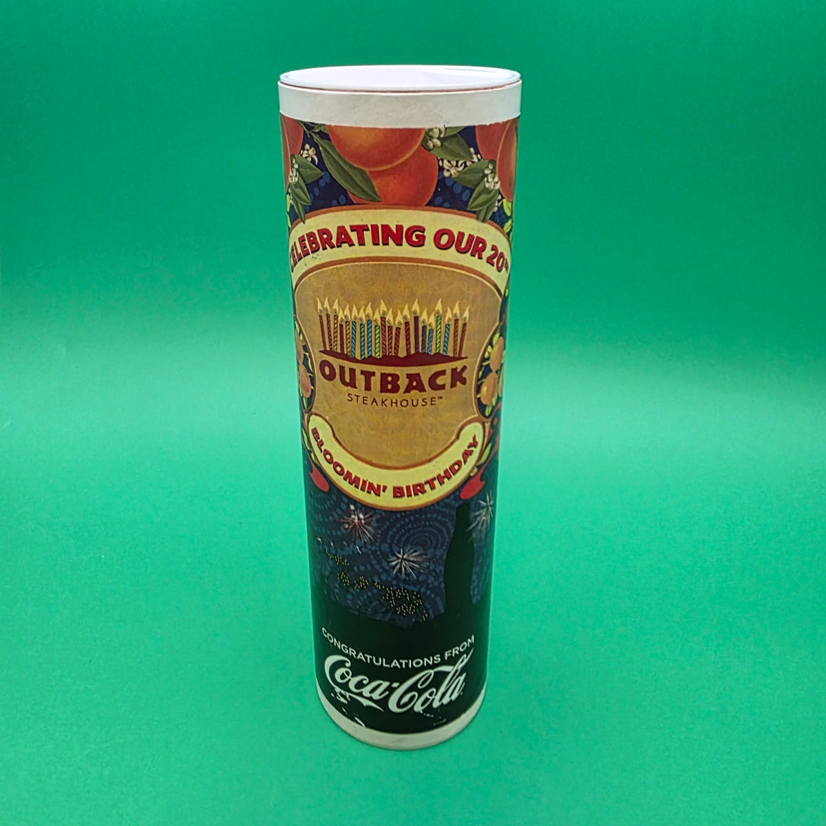 Commemorative Coca-Cola bottle celebrating the 20th anniversary Outback Steakhouse