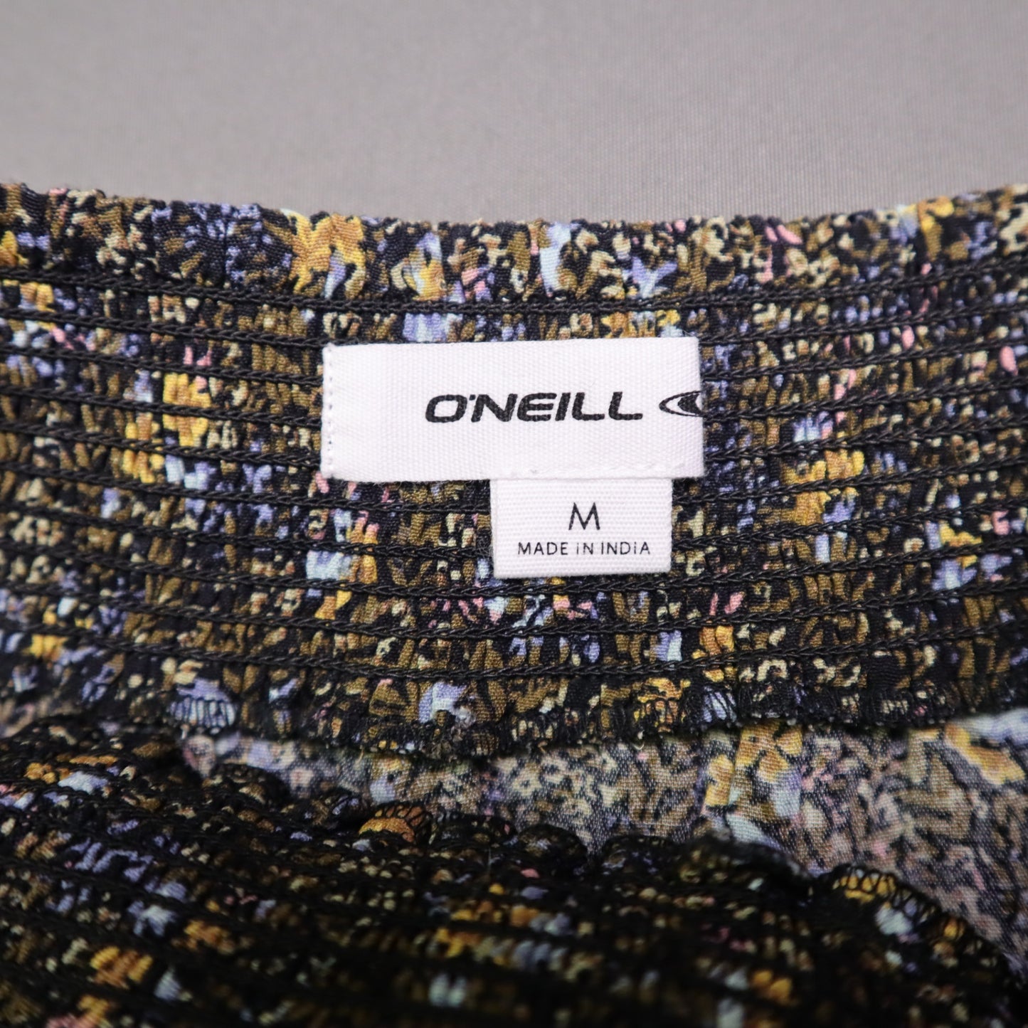 O'Neill Floral Smocked Waist Tiered Mini Skirt Womens Size Medium Boho Ruffle