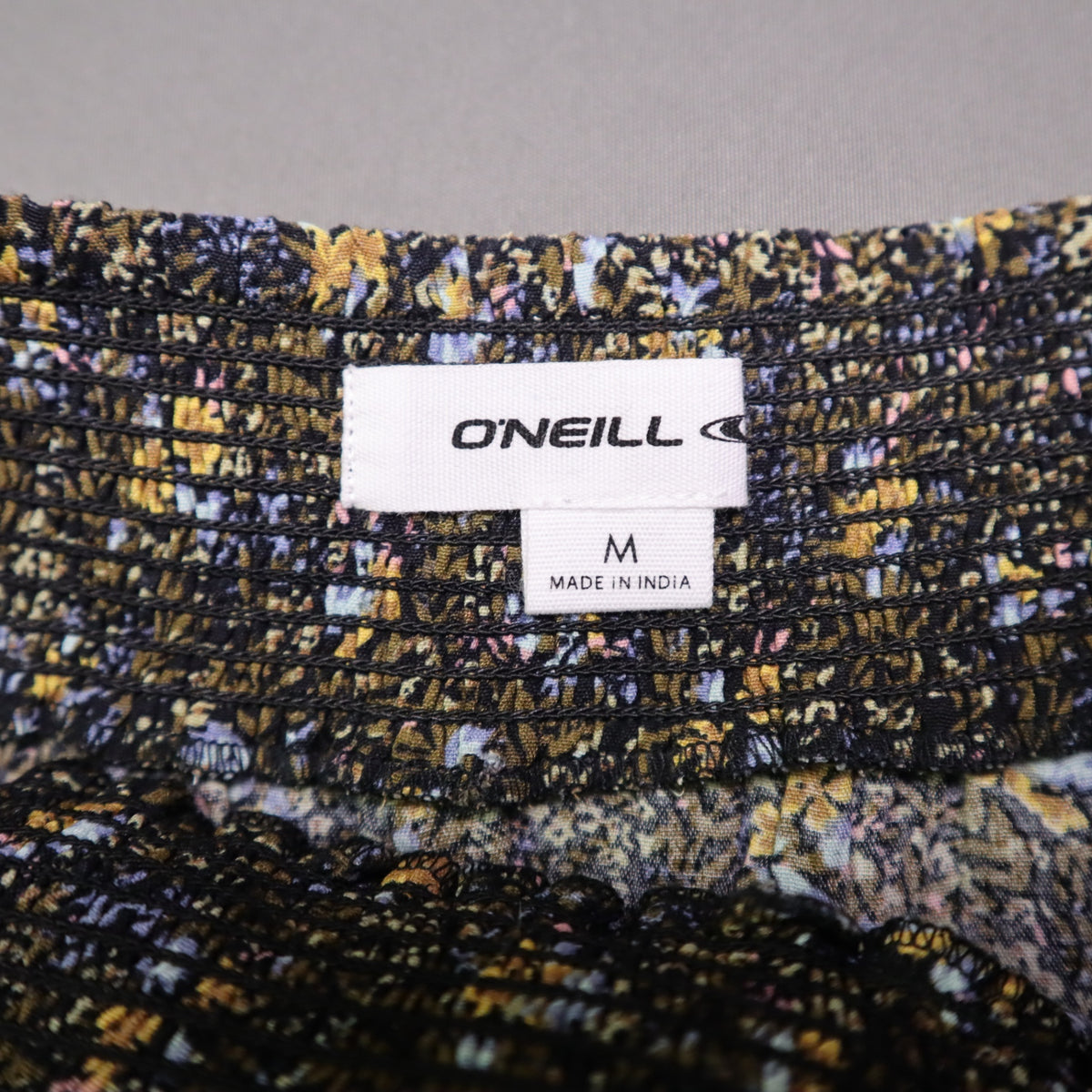 O'Neill Floral Smocked Waist Tiered Mini Skirt Womens Size Medium Boho Ruffle