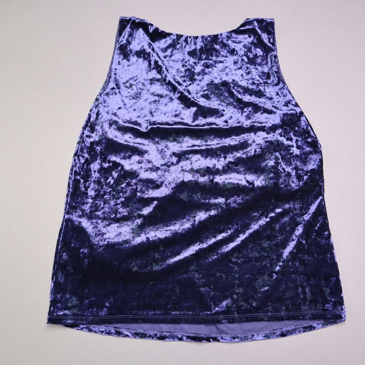 New Directions Purple Crushed Velvet Sleeveless Tank Top Size XL V Neck Lined
