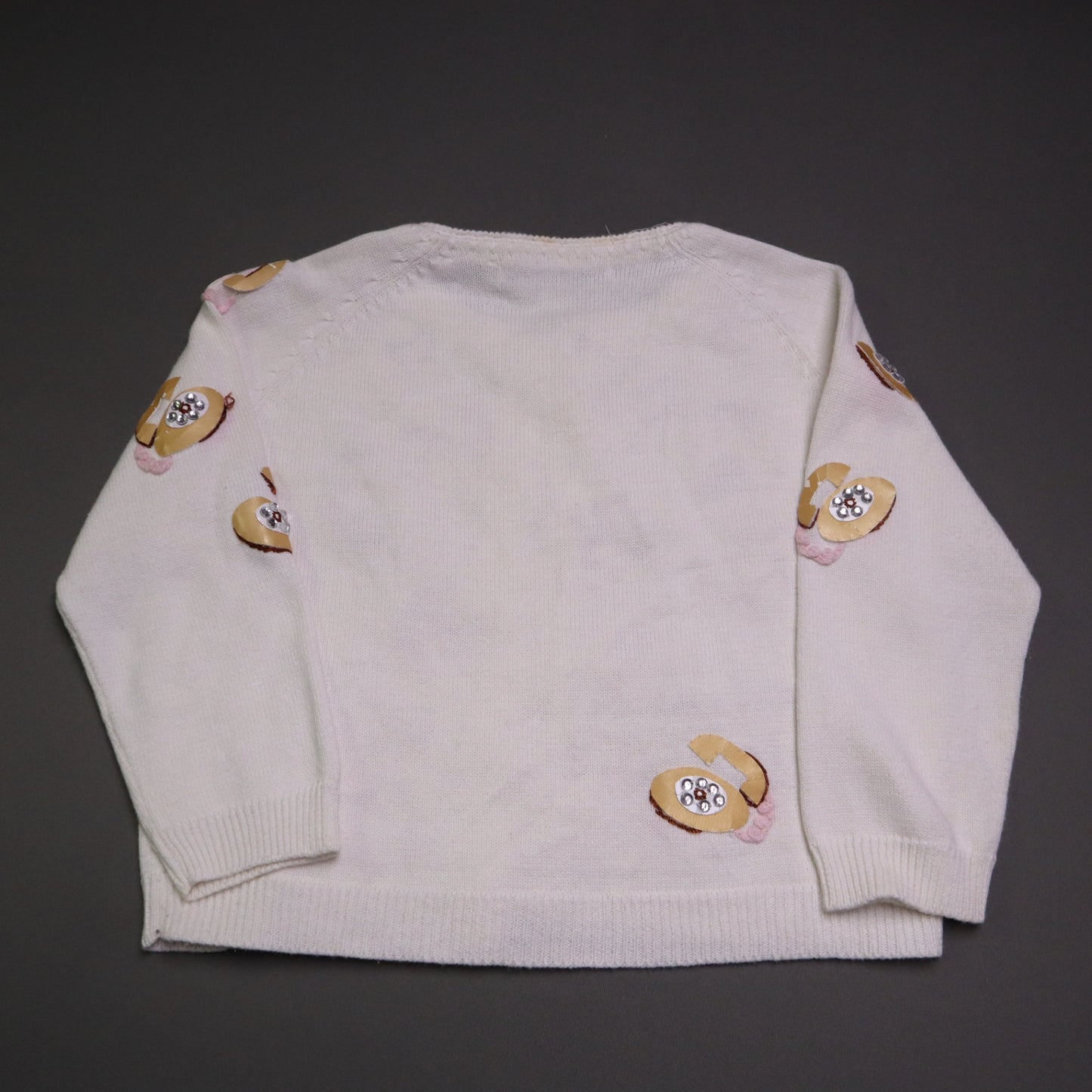 Vintage Michael Simon Sweater Women’s Small Telephone Applique Beaded Knit