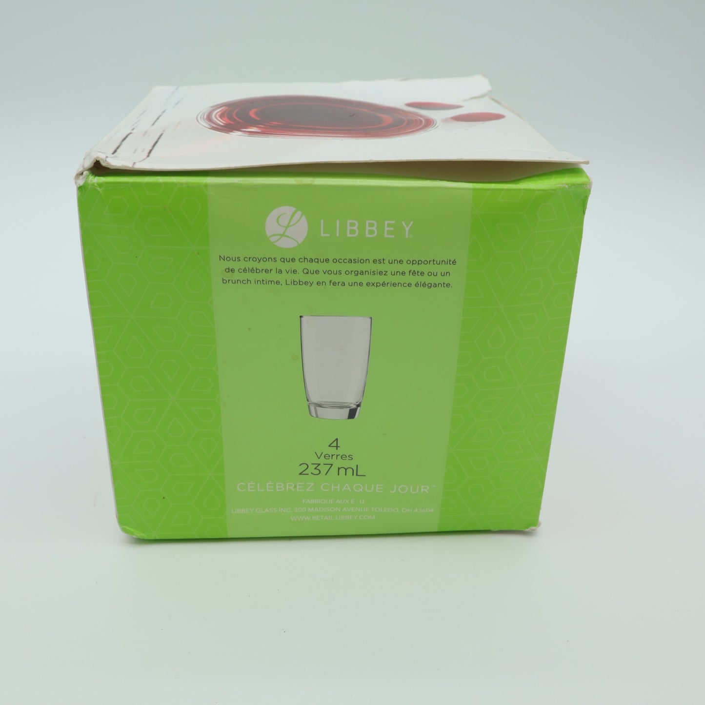 Libbey Classic 8 oz Clear Glass Tumblers Juice Water Glasses Set of 4 In Box