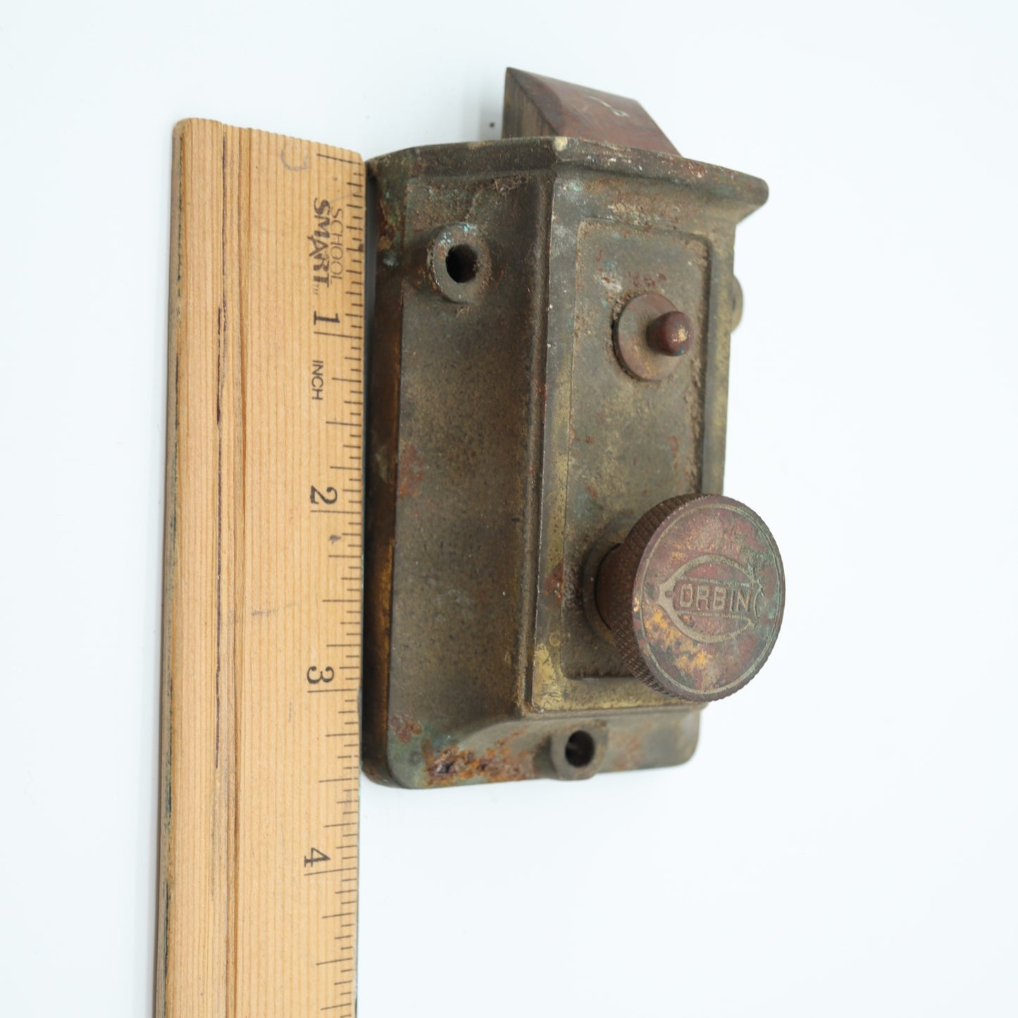 Antique Corbin Cast Iron Surface Mount Rim Lock Latch Night Latch Turn Knob