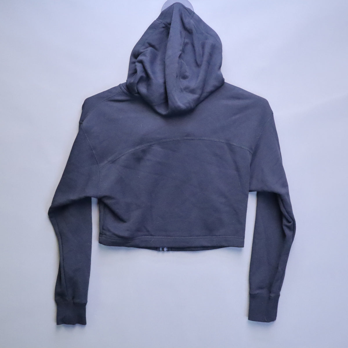Nike Air Full Zip Cropped French Terry Hoodie Womens XS Black Spellout Sleeve