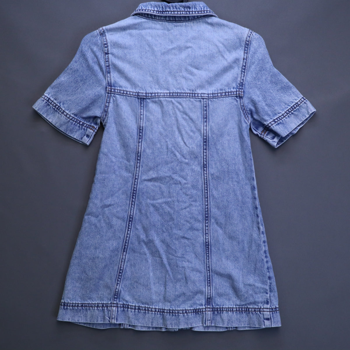 Cotton On Kids Girls Size 8 Light Wash Denim Ruffle Button Front Shirt Dress