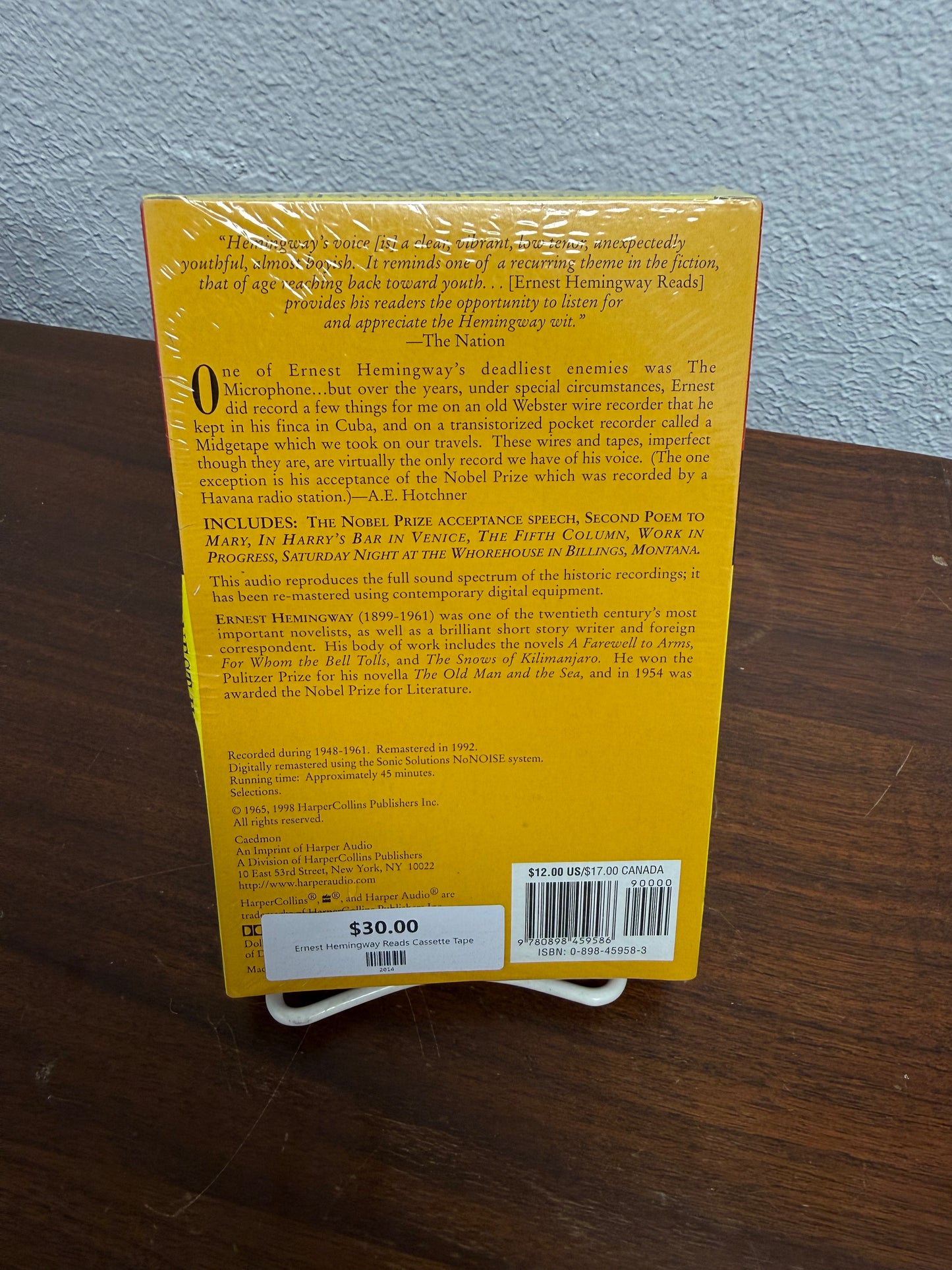 Ernest Hemingway Reads Cassette Tape