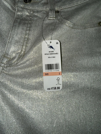 Tommy Bahama Metallic Gold Ankle Jeans Size 2