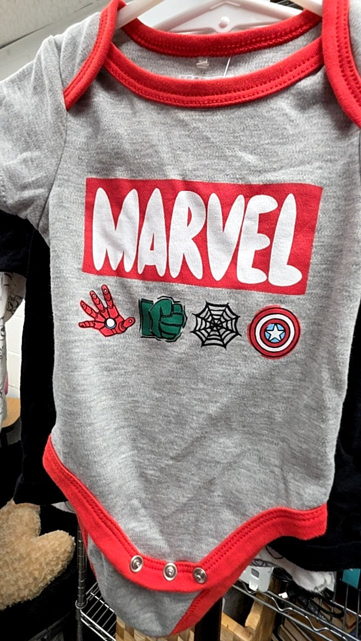 Marvel Onesie 3/6m Gray and Red