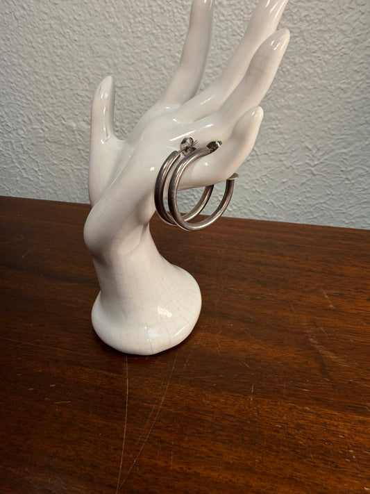 925 Silver 1in Hoop Earrings
