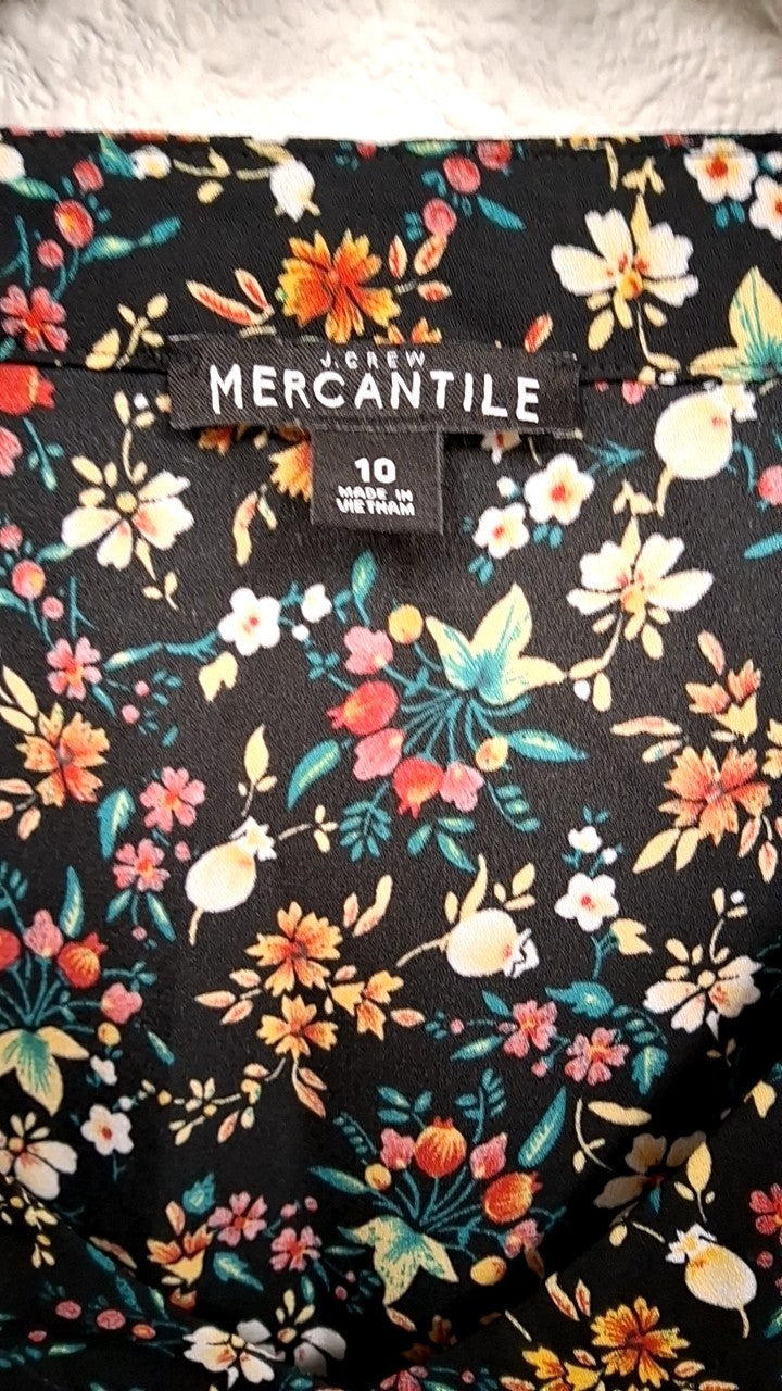 Mercantile Shirt 10 Black with multicolored floral pattern