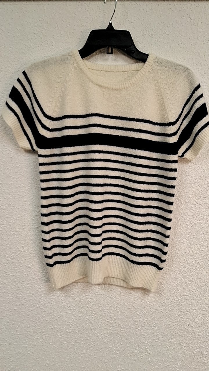 Haute Collections Shirt M Cream with Navy stripes