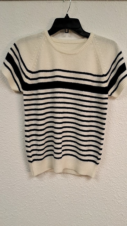 Haute Collections Shirt M Cream with Navy stripes