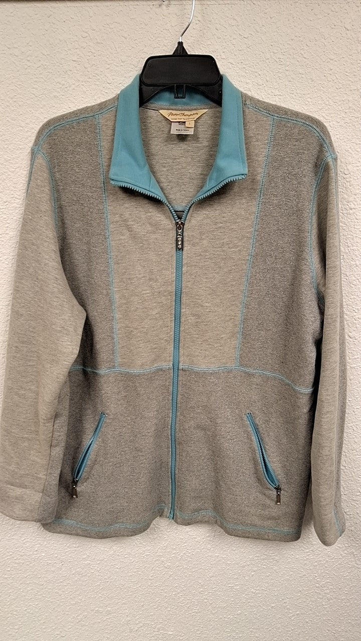 Norm Thompson Light jacket L Gray with light blue accents