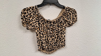 Divided Crop top S Beige with black and orange leopard print