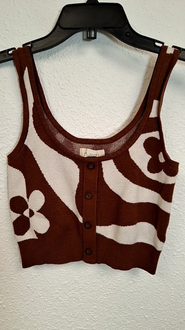 LA Hearts Crop top S Brown and Cream