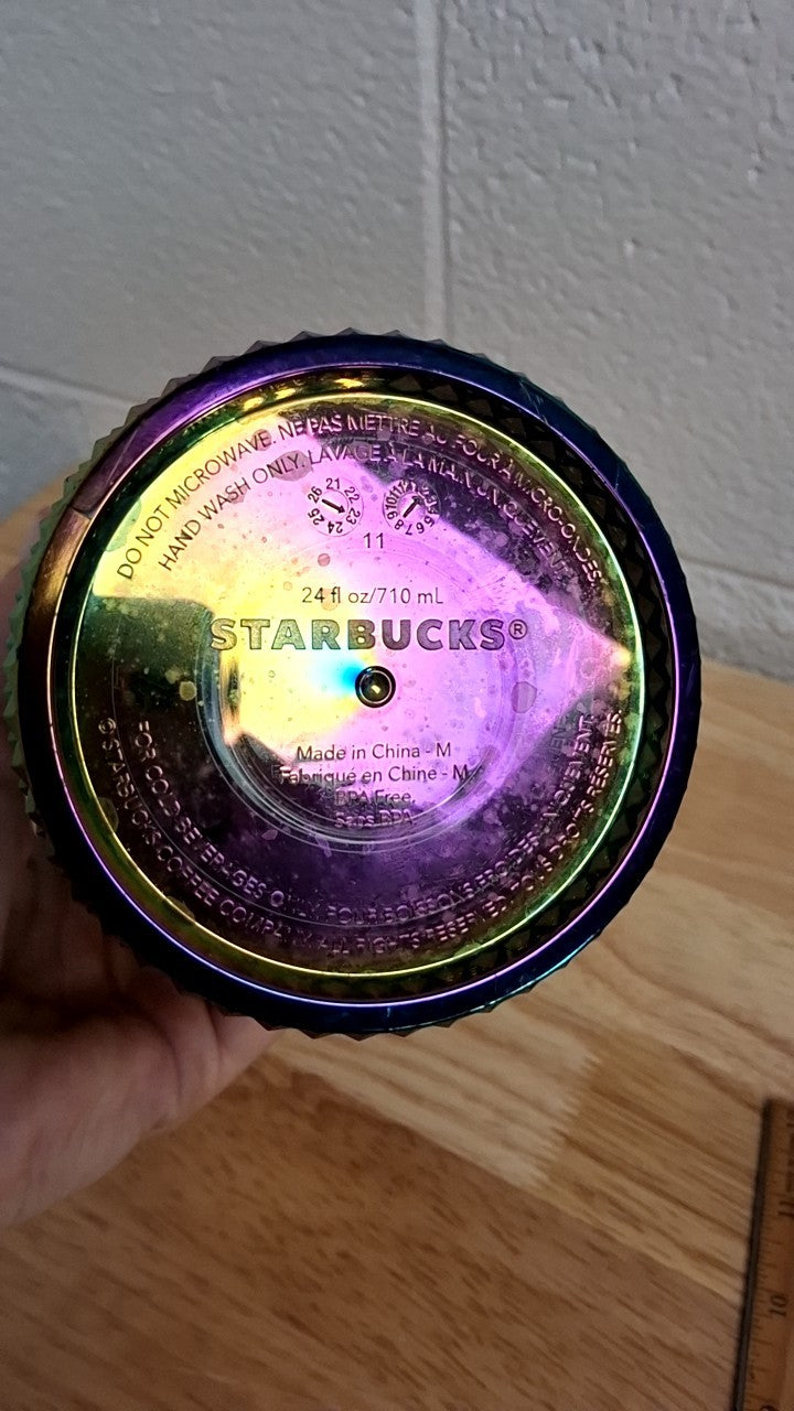 Starbucks Limited Edition Studded Oil slick Rainbow Iridescent Tumbler Fall 2023 Venti 24 oz