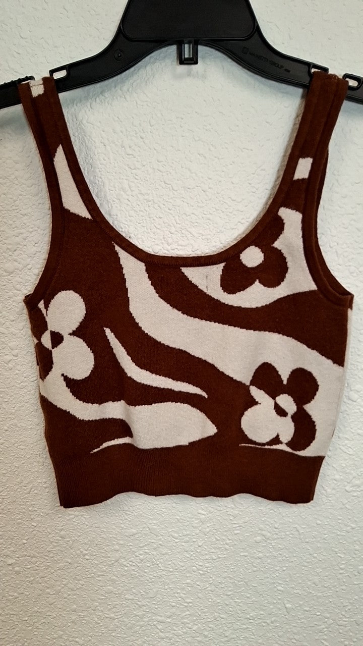 LA Hearts Crop top S Brown and Cream