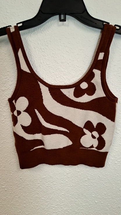 LA Hearts Crop top S Brown and Cream