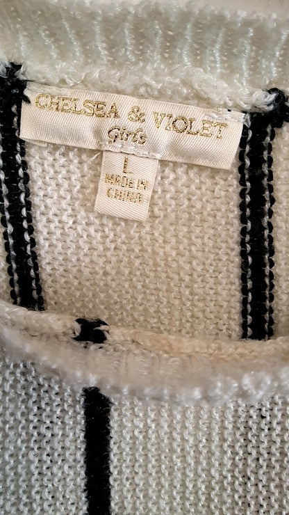 Chelsea & Violet Girls Sweater L Beige with Black stripes