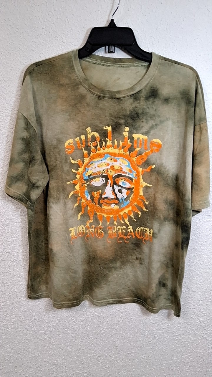 Sublime Long Beach T-Shirt L Olive green/Black