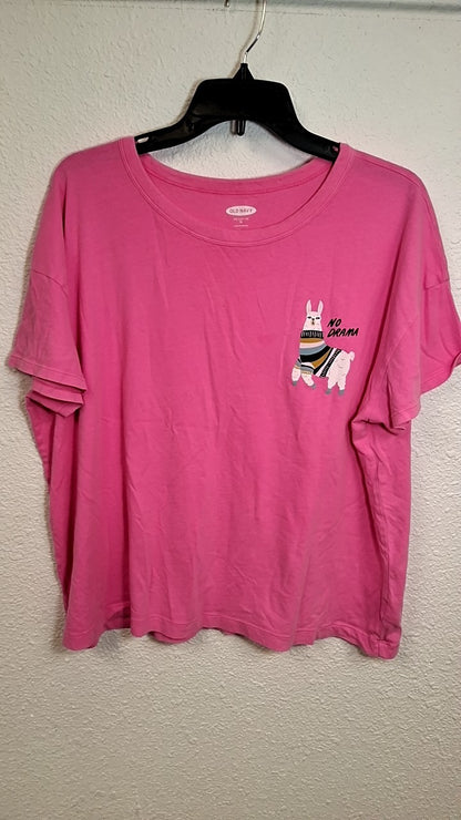 Navy No Drama LlamaOld  T-Shirt XL Pink