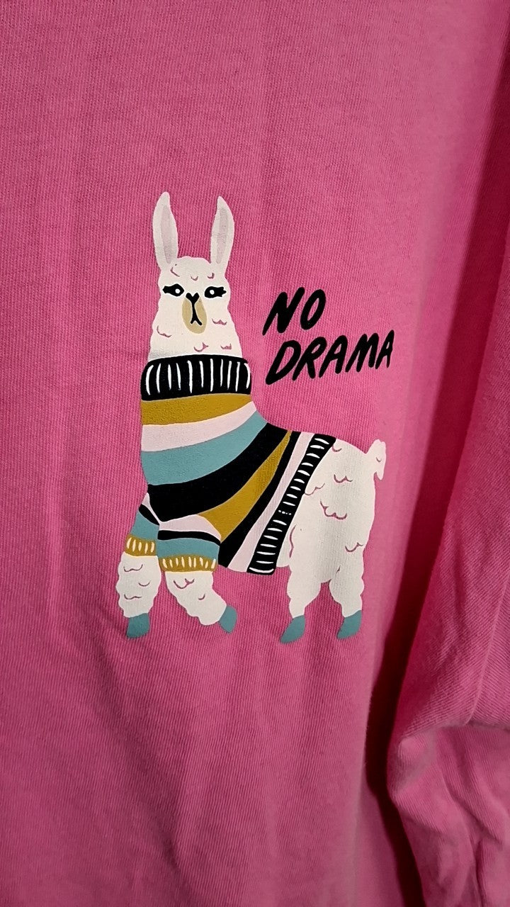 Navy No Drama LlamaOld  T-Shirt XL Pink