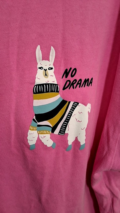 Navy No Drama LlamaOld  T-Shirt XL Pink