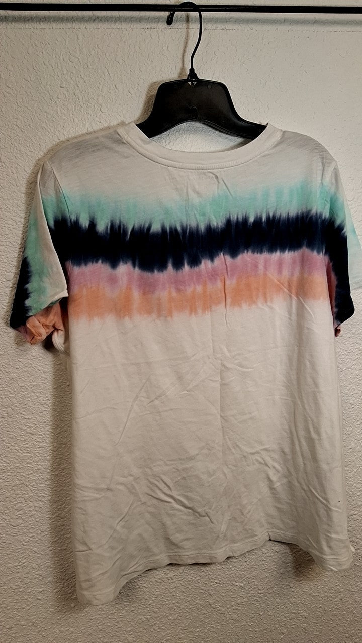 Athleta T-Shirt 1x Cream/Beige with multi-color tie-dye