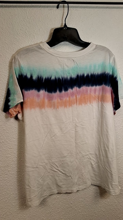 Athleta T-Shirt 1x Cream/Beige with multi-color tie-dye