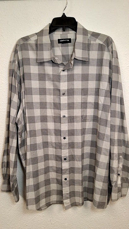 Claiborne Shirt 2XL Gray with black and gray plaid pattern