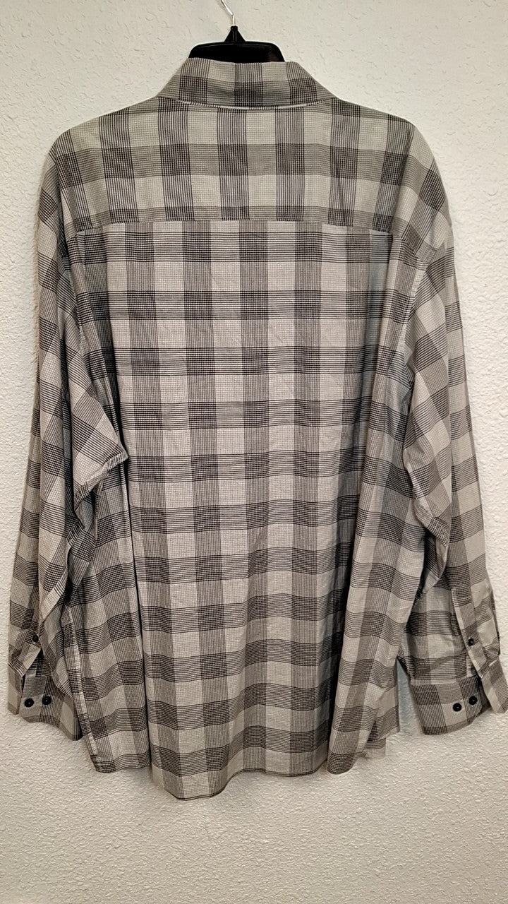 Claiborne Shirt 2XL Gray with black and gray plaid pattern