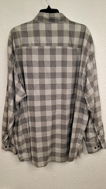 Claiborne Shirt 2XL Gray with black and gray plaid pattern