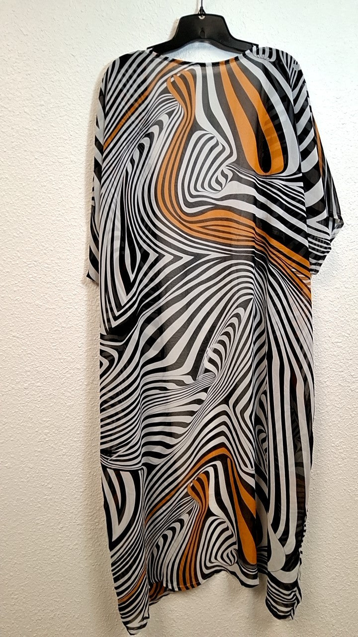 Haute Collections Kimono L Orange, Black, White, Gray
