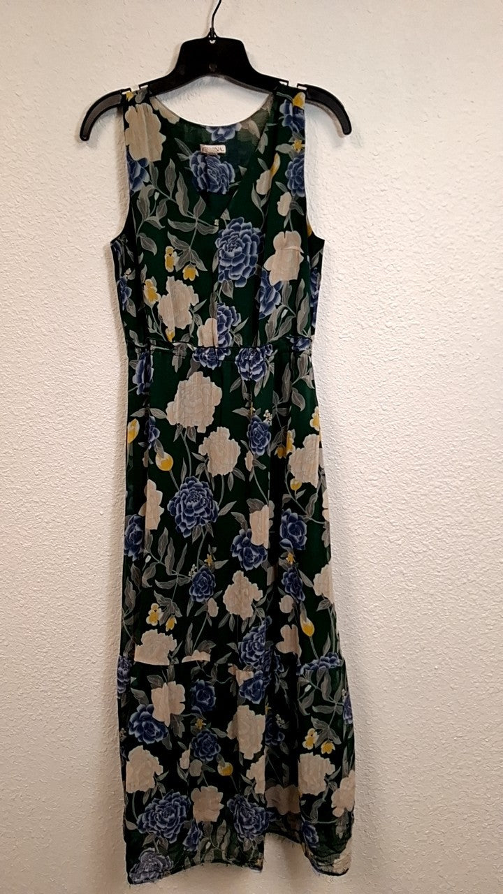 Merona Dress S Green, Blue, Cream, Yellow
