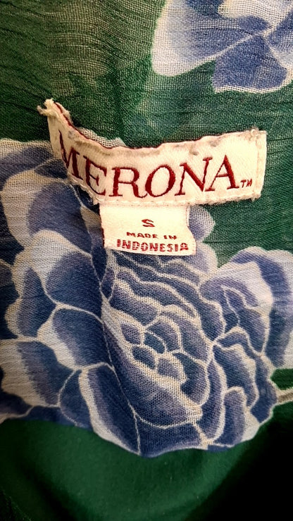 Merona Dress S Green, Blue, Cream, Yellow