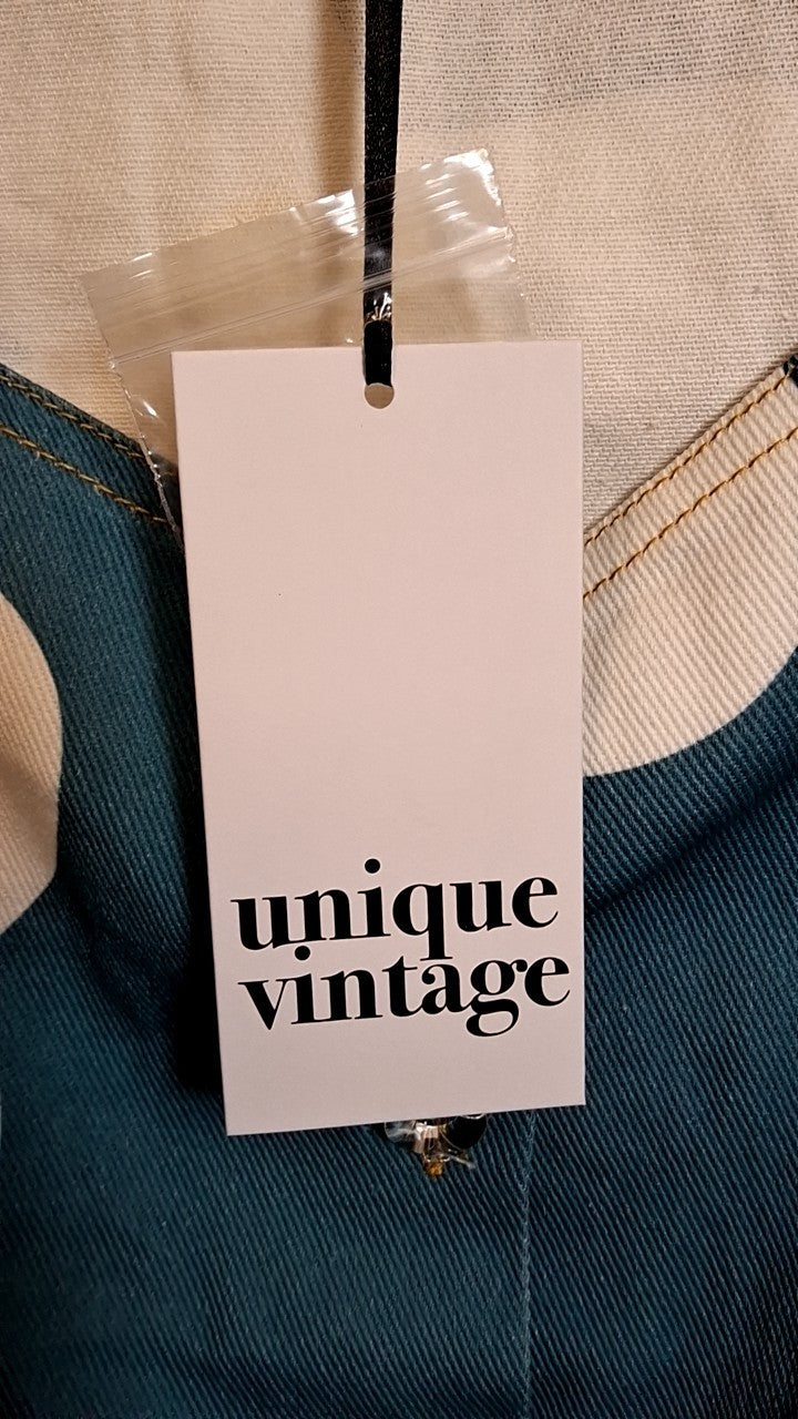 Unique Vintage Blue Denim Egg Flower Dress