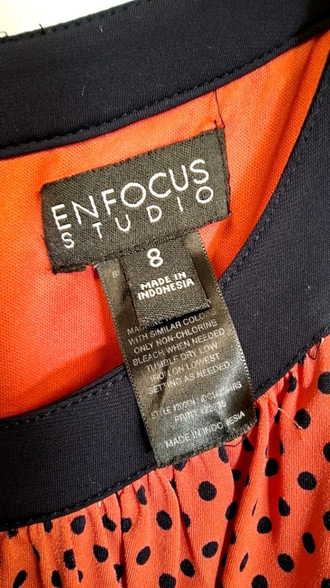 Enfocus Studio Dress 8 Coral and navy blue