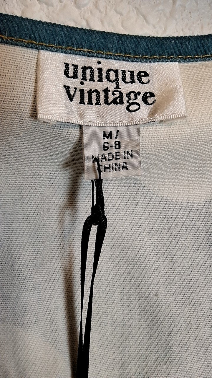 Unique Vintage Blue Denim Egg Flower Dress
