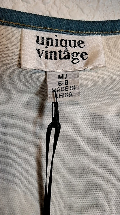 Unique Vintage Blue Denim Egg Flower Dress