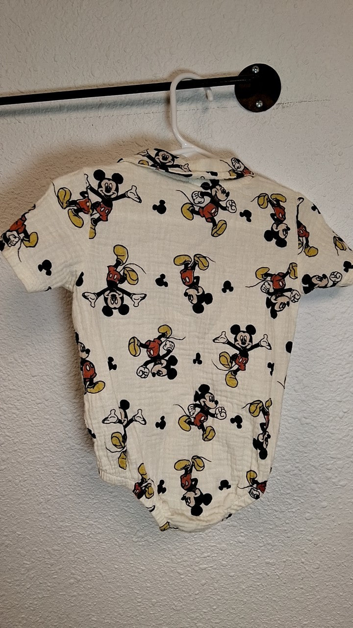 Disney Onesie 3/6m Cream/Beige with Multicolor Mickey Mouse pattern