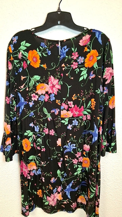 Old Navy Dress Black with multicolored floral pattern