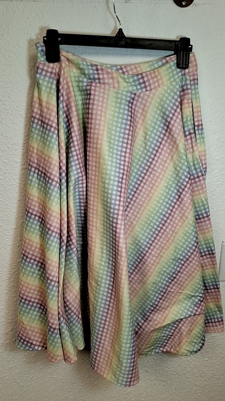 Vooodoo Vixen Skirt M Multicolored (pastel shades including pink, green, yellow, blue, and purple)