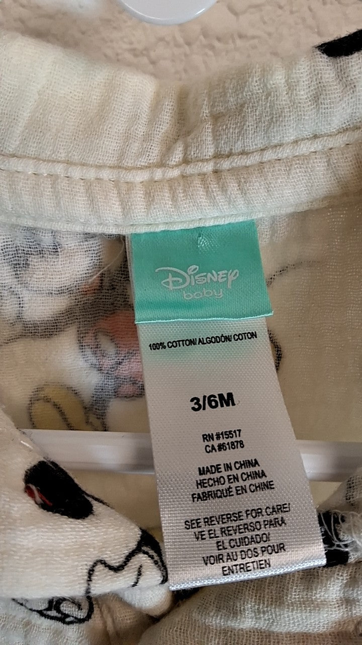 Disney Onesie 3/6m Cream/Beige with Multicolor Mickey Mouse pattern