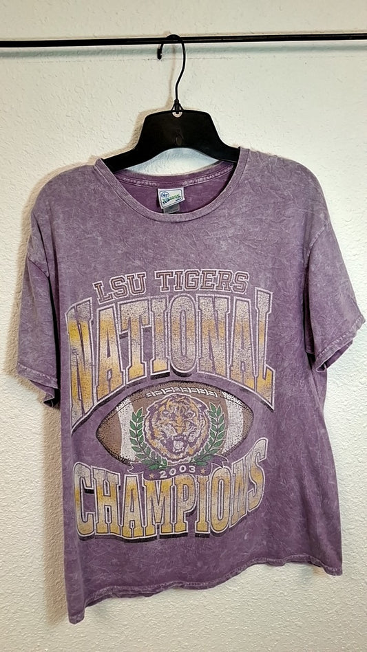 2003 LSU Championship T-Shirt L Lavender