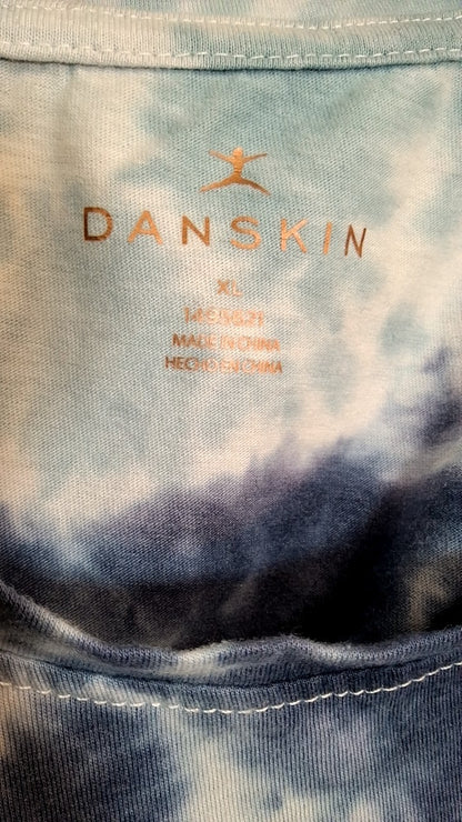 Danskin T-Shirt XL Blue Tie-Dye