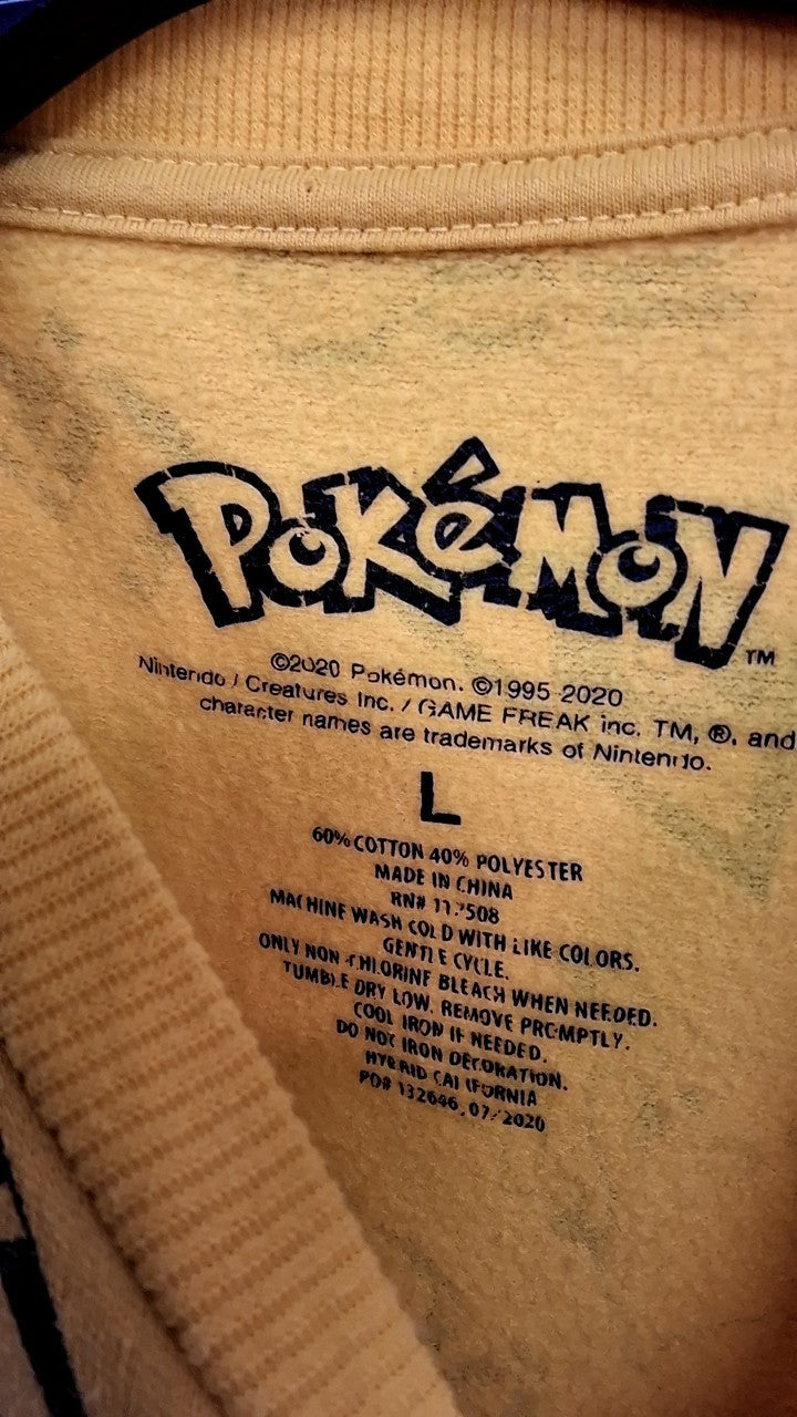 Pokemon Pikachu Kids  Sweatshirt L Yellow