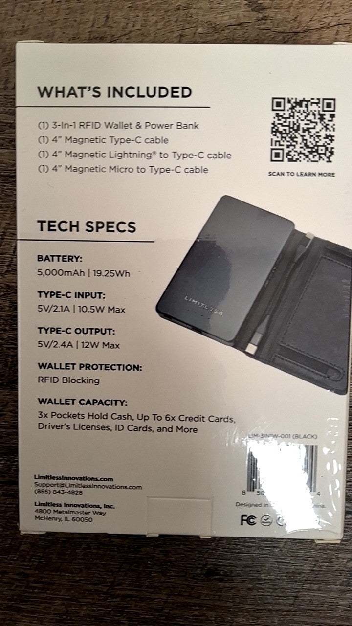 LIMITLESS 3-In-1 RFID Wallet & Power Bank